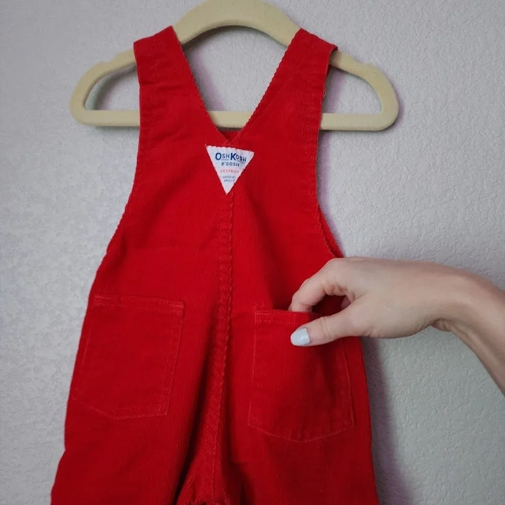 VTG OSHKOSH B'GOSH Made in USA Red Corduroy Overalls Baby‎ 12 Months